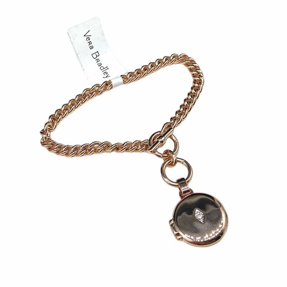 Vera Bradley Locket Bracelet Rose Gold Photo Locket Charm - Picture 2 of 5